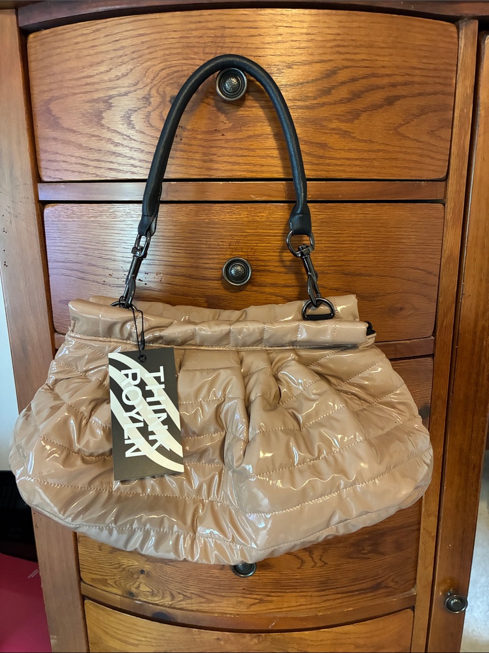 THINK ROYLN Wingman Beige Quilted Shoulder Bag Crossbody Chain Nude purse NWT
